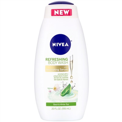 Nivea, Освежающий гель для душа, базилик и белый чай, 591 мл (20 жидк. унций)