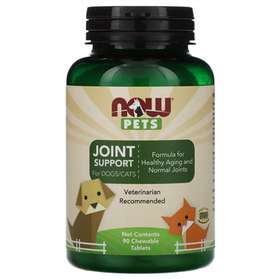 Now Foods, Now Pets, здоровье суставов собак/кошек, 90 жевательных таблеток