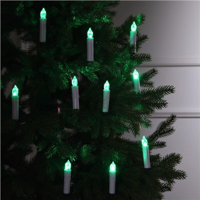 Светодиодные свечи на прищепках 10 см, 10 штук, от батареек ААх1, пульт ДУ, свечение мульти (RGB)