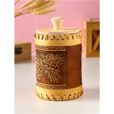 Туес шитый «Шишки», банка для хранения, береста