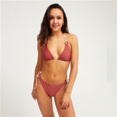 Купальник раздельный на завязках женский MINAKU, коричневый, размер 48