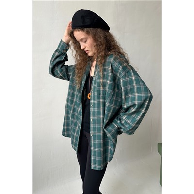 Рубашка женская  HUG077/14/Зеленый, бежевый