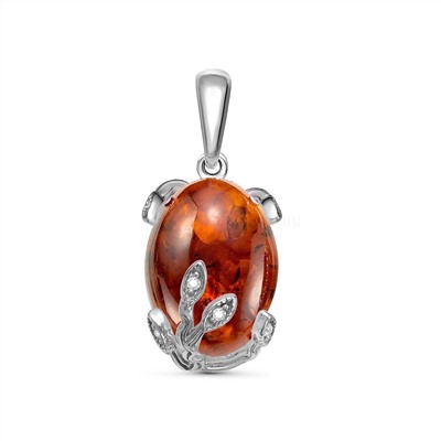 Подвеска из серебра с нат.пресс.янтарём и фианитами родированная 925 пробы П-3559рк44000
