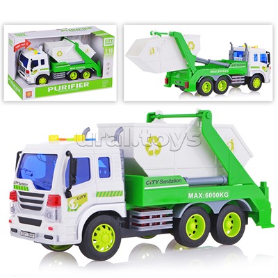 Машина "Мусоровоз" 1:16 (свет, звук) на батарейках, в коробке
