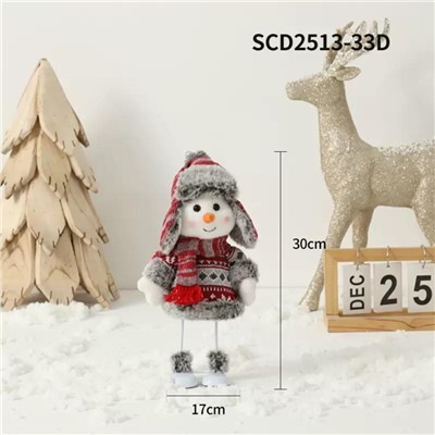 Фигурка новогодняя, Снеговик, Снеговик на пружинных качелях, высота 30см, длина 17 см