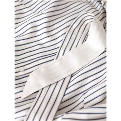 Платье в полоску А-силуэта с поясом из легкого хлопкового поплина