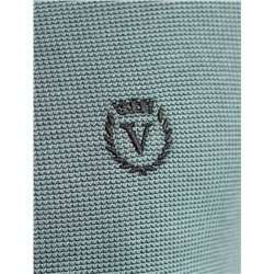 Лонгслив из фактурного трикотажа с плетеным воротником поло с застежкой на пуговицы