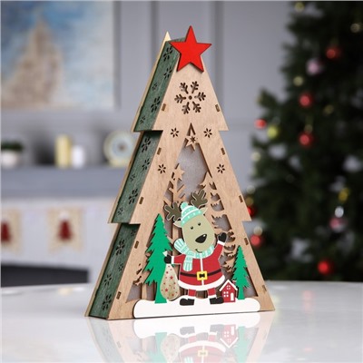 Светодиодная фигура «Олень с подарками» 20×30×5.5 см, дерево, батарейки AAAх2 (не в комплекте), свечение тёплое белое
