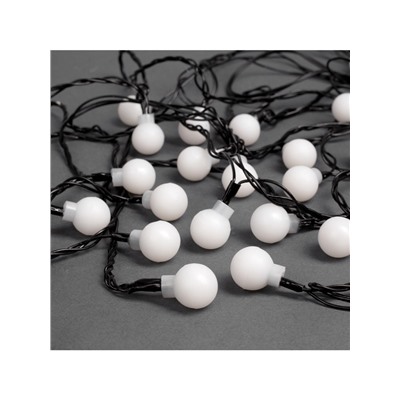 Гирлянда «Нить» 5 м с насадками «Шарики белые», IP20, тёмная нить, 20 LED, свечение мульти (RG/RB), мигание, 220 В