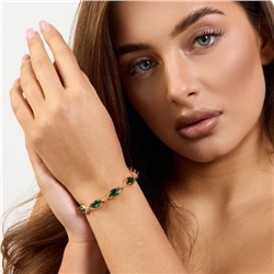 Браслет на руку ювелирная бижутерия коллекция "Дубай", вставка: фианиты, цвет: зеленый, арт.414.091