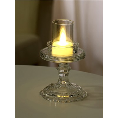 Стеклянный подсвечник на 1 свечу «Бокал на ножке», прозрачный, 18×8.5×5 см