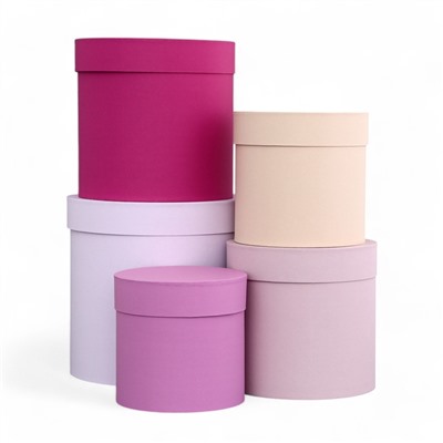 Набор шляпных подарочных коробок 5 в 1« Нежность», 23×23 - 14×14 см