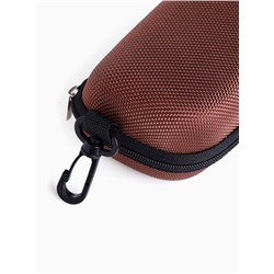 Футляр для очков на молнии, с карабином, размер 17.5×6.5×6 см, коричневый