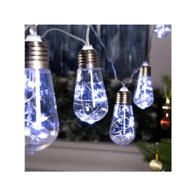 Гирлянда «Нить» 3 м с насадками «Лампа», IP20, прозрачная нить, 80 LED, свечение белое, 8 режимов, 220 В