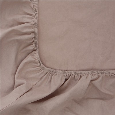 Простыня на резинке 1.5-спальная SL Home Cotton, 140×200+30 см, бежевая, жатый хлопок