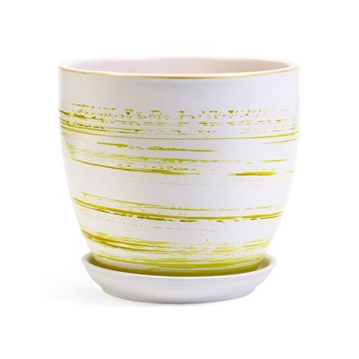 Горшок для цветов «Тропики », 2.5 л, d=18.5 см, h=16 см, с поддоном, керамика, белый