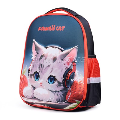 Рюкзак "Optima. Kawaii Cat" школьный жесткий 37x28x18 см (17 л) вес 700 г, 1 отделение