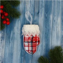 Ёлочная игрушка «Рукавица элит» 7×12 см, красно-белый