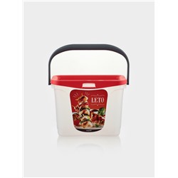 Контейнер для шашлыка c ручкой BEROSSI Leto, 6 л, пластик, прозрачный, крышка красная