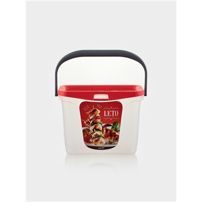 Контейнер для шашлыка c ручкой BEROSSI Leto, 6 л, пластик, прозрачный, крышка красная