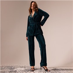 Брюки домашние женские KAFTAN «Бархат», размер 42, зелёные