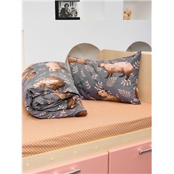 Постельное белье детское поплин с простыней на резинке - Капибары