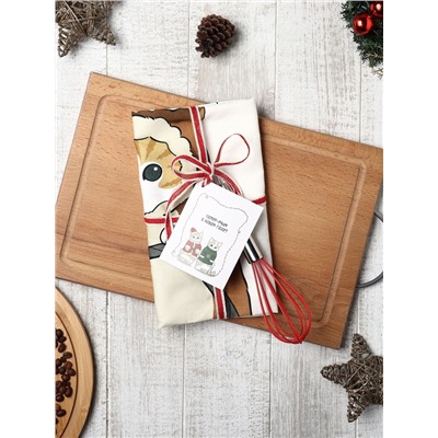 Набор подарочный новогодний «Этель. Помурчим в новом году»: полотенце 40×70 см, венчик кухонный