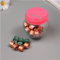 Клейкая лента пластик в банке «Глори. Зелёный, оранж», набор 40 шт., 1.2 см, дл.0.9 м, 7×7×9 см