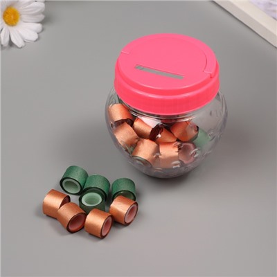 Клейкая лента пластик в банке «Глори. Зелёный, оранж», набор 40 шт., 1.2 см, дл.0.9 м, 7×7×9 см