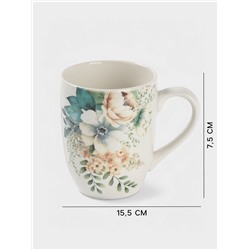 Кружка Доляна «Цветы», 330 мл, фарфор, белая