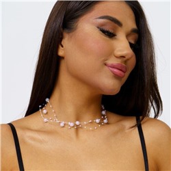 Чокер с жемчугом на леске, вставка: исск.жемчуг белый перламутровый, арт.001.712