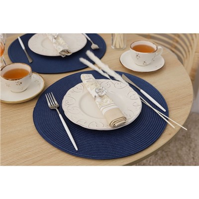 Салфетки сервировочные на стол Доляна «Лофт», 4 шт., d=38 см, синие