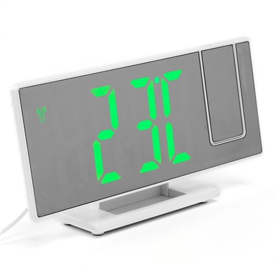 Часы-будильник электронные настольные с проекцией на потолок, 18.4×7.5 см, зеленая индикация