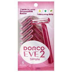 Dorco Женские бритвы одноразовые EVE2 Simple TG, 2 лезвийные, 5 станков