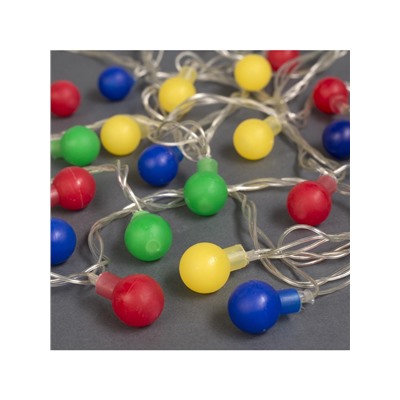 Гирлянда «Нить» 5 м с насадками «Шарики цветные», IP20, прозрачная нить, 30 LED, свечение мульти, 8 режимов, 220 В