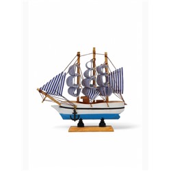Сувенирная модель корабля «Эмма», 16×5×16 см, бело-синие паруса