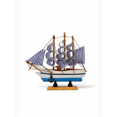 Сувенирная модель корабля «Эмма», 16×5×16 см, бело-синие паруса