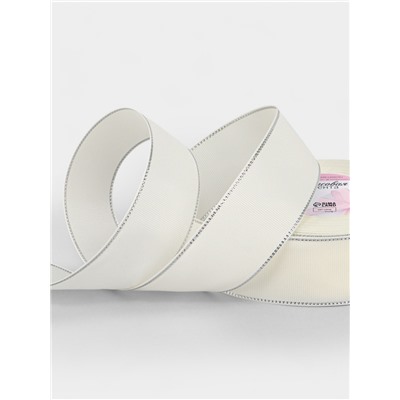 Лента репсовая, с серебряным люрексом, 40 мм, 23±1 м, молочная №008