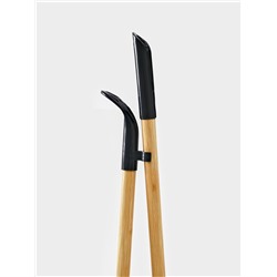 Щётка с совком Meli, бамбуковый держатель, 26×24×98 см, чёрная