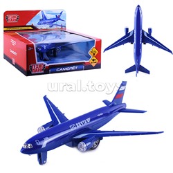 Модель металл Самолет Почта 18,5 см, (свет-звук) инерц, в коробке