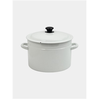 УЦЕНКА Кастрюля эмалированная, 8 л, d=26.4 см, с крышкой, цилиндрическая, без декора, белая