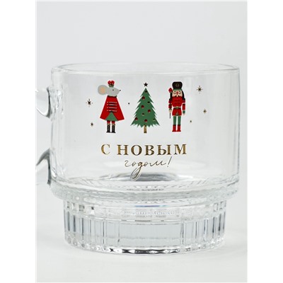 Кружка новогодняя стеклянная «С Новым годом!», 270 мл
