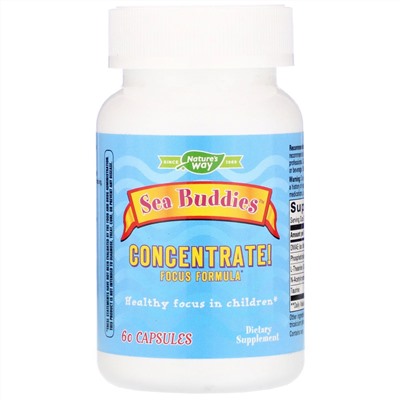 Nature's Way, Sea Buddies, Concentrate! Формула для концентрации внимания, 60 капсул