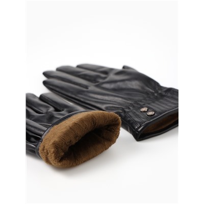 Перчатки женские кожаные, безразмерные, с утеплителем, цвет чёрный