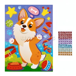 Набор для творчества. Рисунок из страз "Корги" (европодвес)