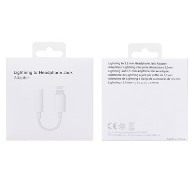 Переходник Jack 3.5 (м) - Lightning (п) - L01 7см (white)