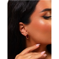 Серьги с крупным камнем ювелирная бижутерия коллекция "Дубай" покрытие: позолота, вставка: фианиты, цвет: красный, арт.314.374