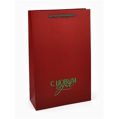 Пакет подарочный «Новый год», тиснение, с бумажной объёмной ёлкой, 25.5×30×9 см