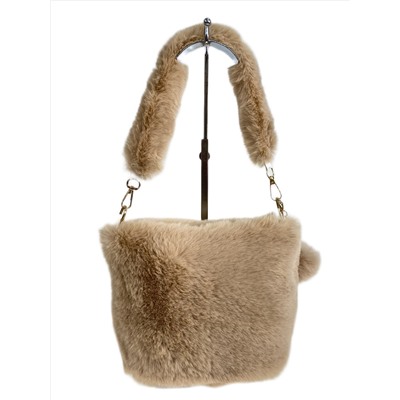 Женская сумка из искусственного меха, цвет светло коричневый