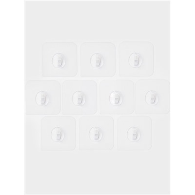 Крючки самоклеящиеся настенные прозрачные, 5.6×5.6 см, 10 шт.